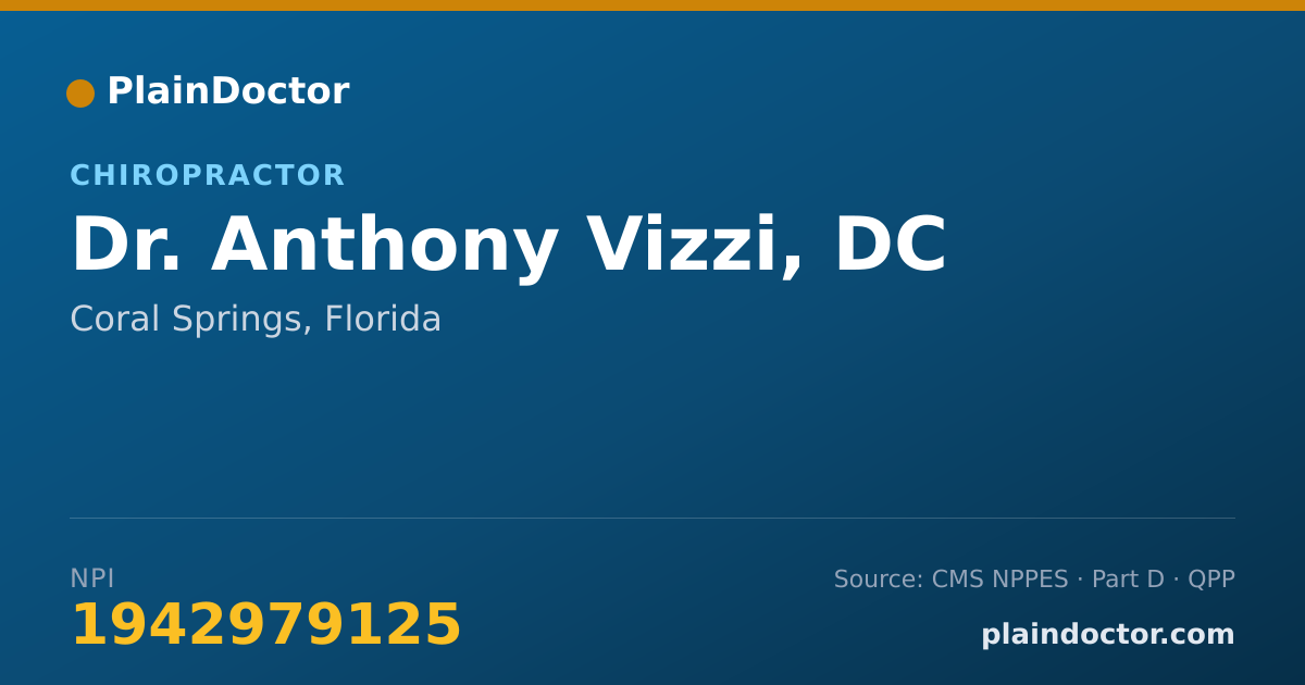 Shareable card for Anthony Vizzi, DC - Chiropractor, Coral Springs, FL