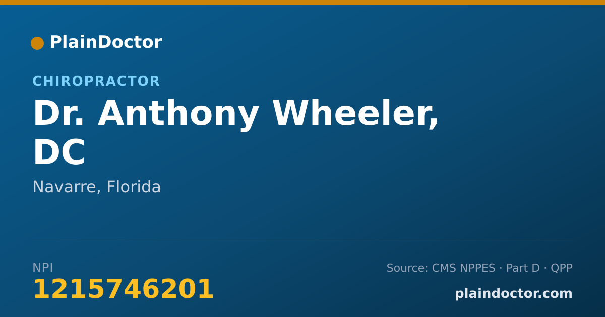 Shareable card for Anthony Wheeler, DC - Chiropractor, Navarre, FL
