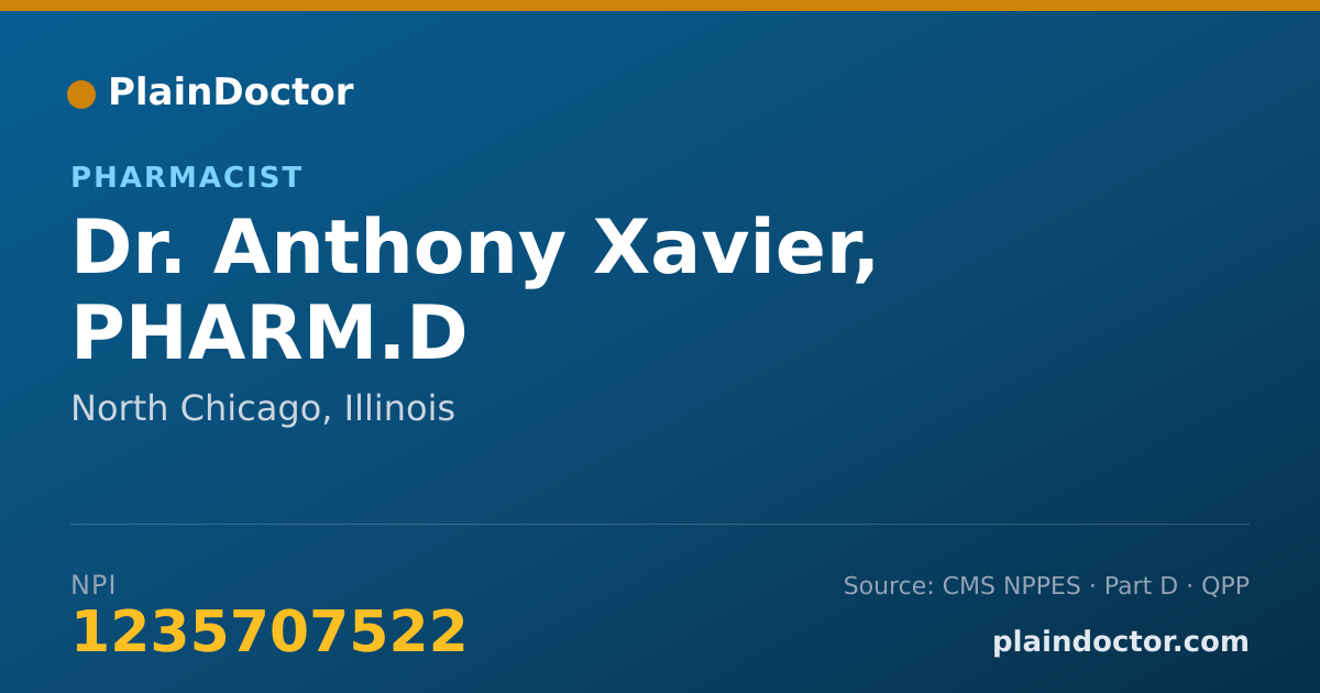 Shareable card for Anthony Xavier, PHARM.D - Pharmacist, North Chicago, IL