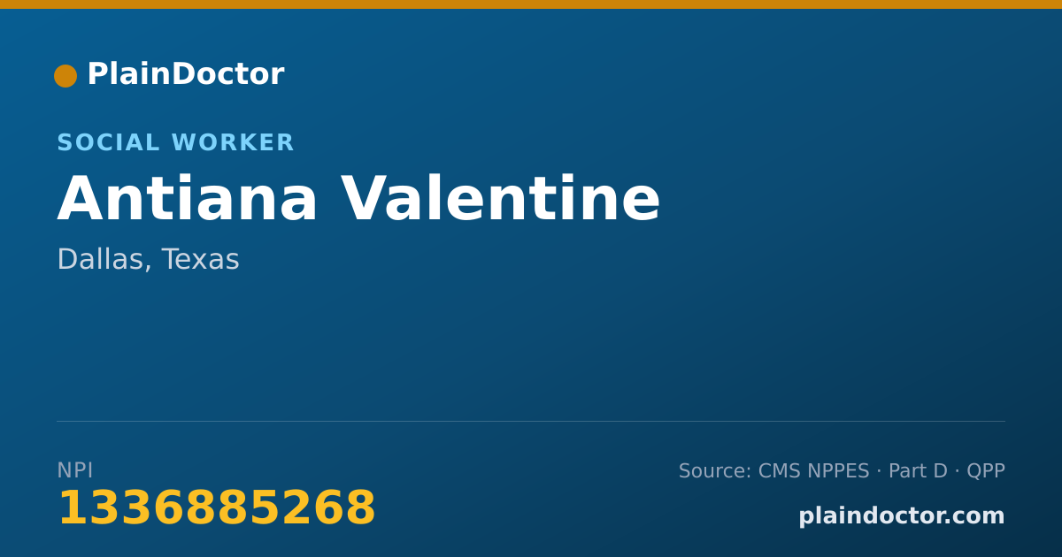 Shareable card for Antiana Valentine - Social Worker, Dallas, TX