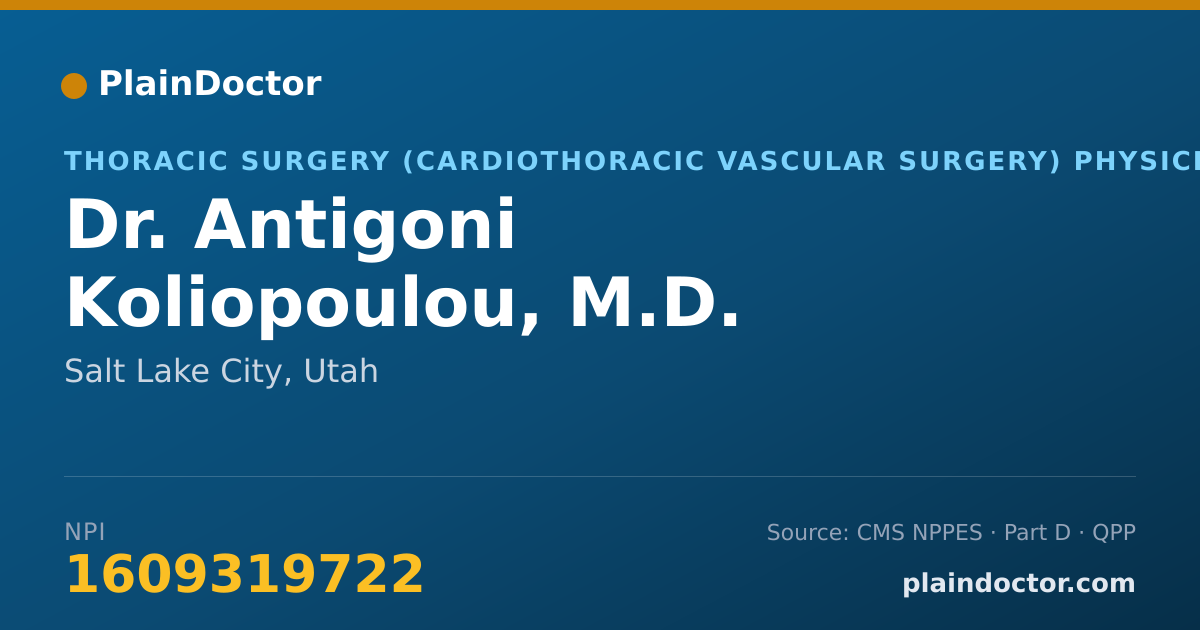 Shareable card for Antigoni Koliopoulou, M.D. - Thoracic Surgery (Cardiothoracic Vascular Surgery) Physician, Salt Lake City, UT