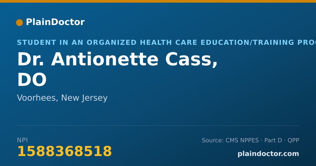 Shareable card for Antionette Cass, DO - Student in an Organized Health Care Education/Training Program, Voorhees, NJ