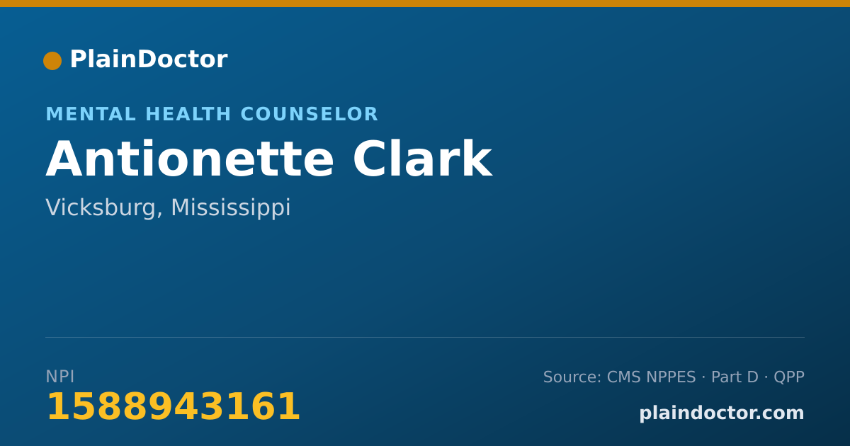 Shareable card for Antionette Clark - Mental Health Counselor, Vicksburg, MS