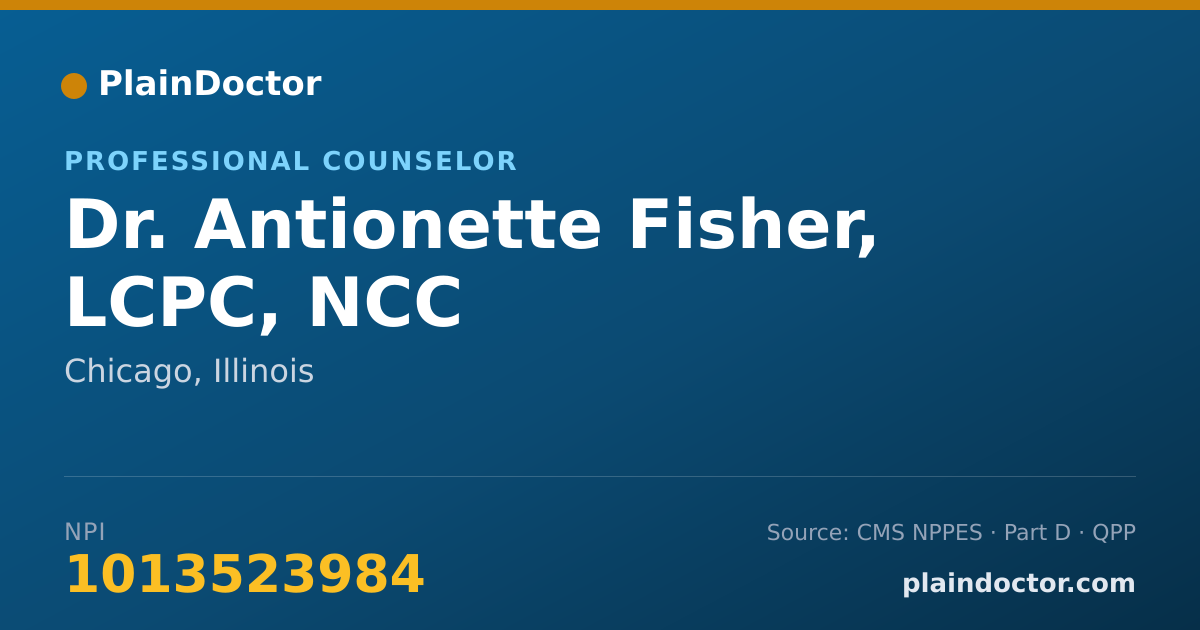 Shareable card for Antionette Fisher, LCPC, NCC - Professional Counselor, Chicago, IL