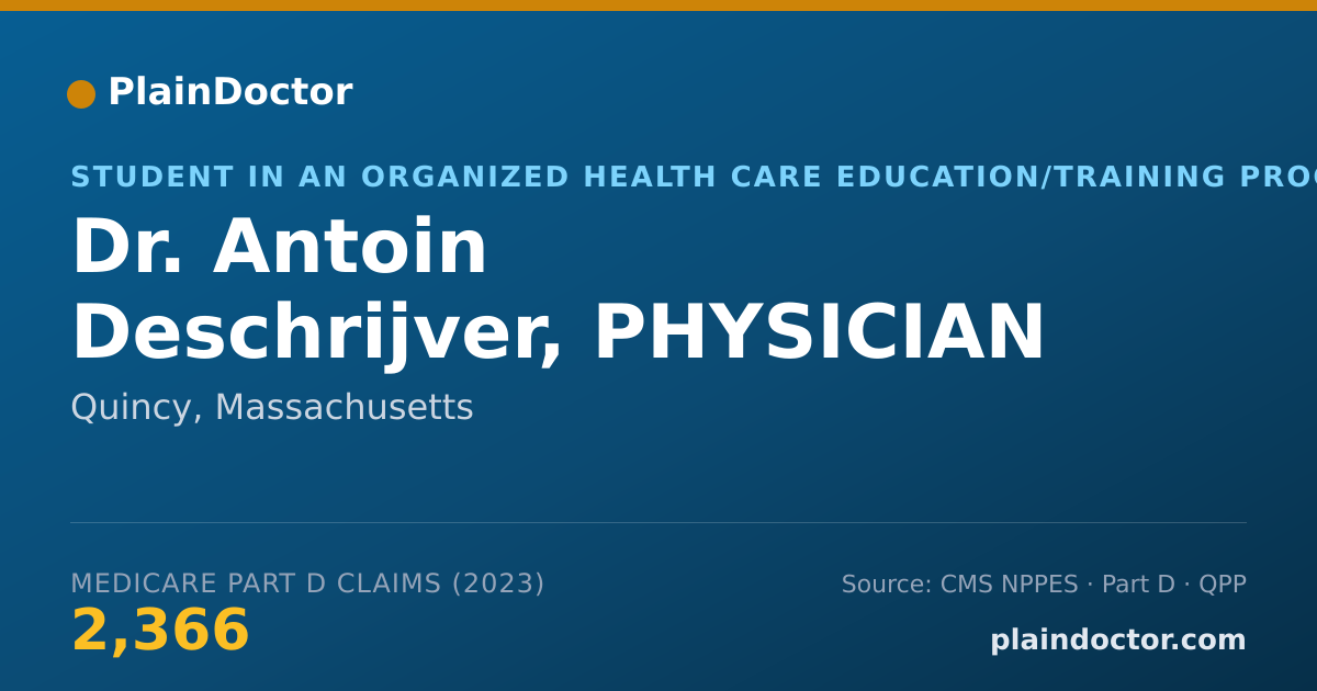 Shareable card for Antoin Deschrijver, PHYSICIAN ASSISTANT - Student in an Organized Health Care Education/Training Program, Quincy, MA