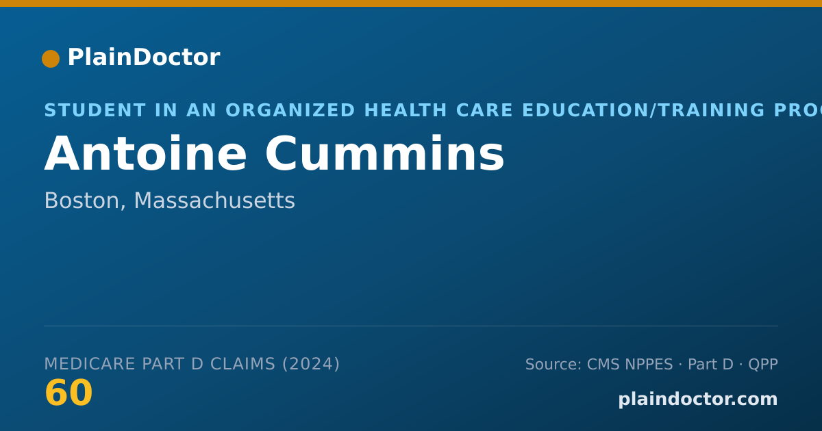 Shareable card for Antoine Cummins - Student in an Organized Health Care Education/Training Program, Boston, MA
