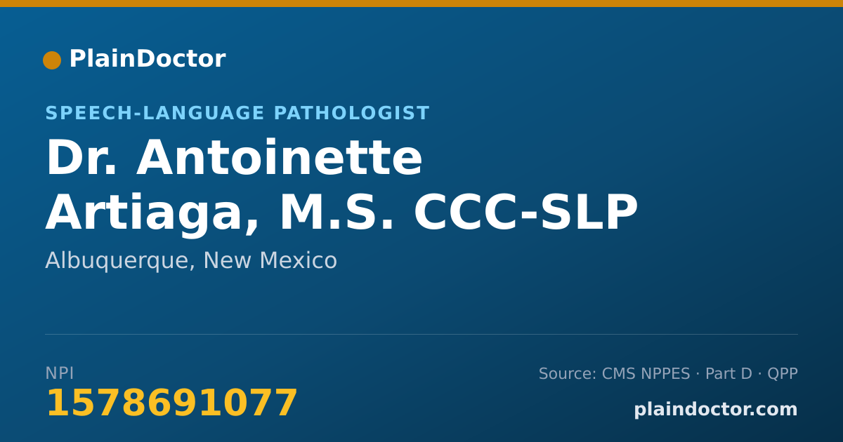 Shareable card for Antoinette Artiaga, M.S. CCC-SLP - Speech-Language Pathologist, Albuquerque, NM