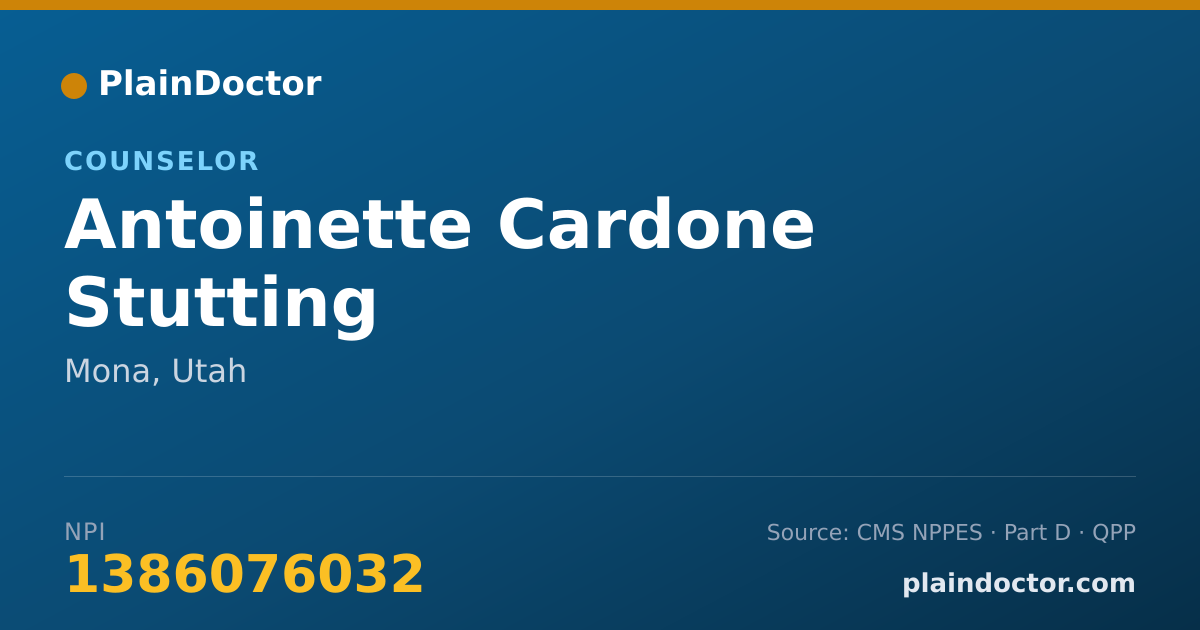 Shareable card for Antoinette Cardone Stutting - Counselor, Mona, UT
