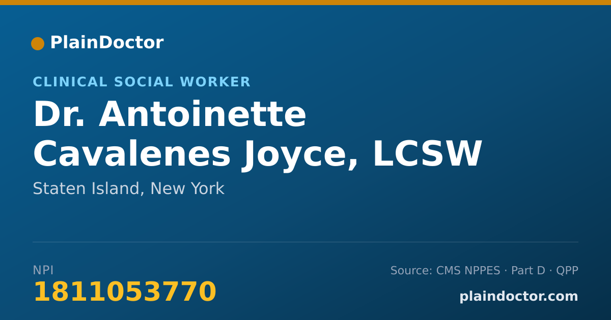 Shareable card for Antoinette Cavalenes Joyce, LCSW - Clinical Social Worker, Staten Island, NY