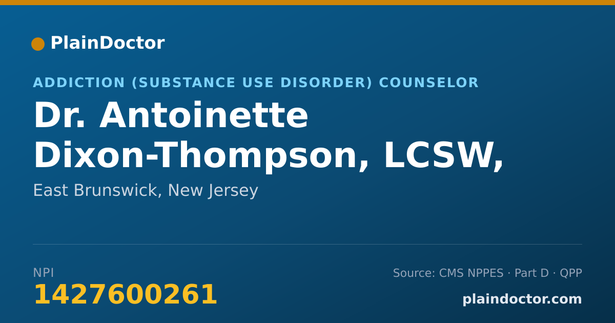 Shareable card for Antoinette Dixon-Thompson, LCSW, LCADC - Addiction (Substance Use Disorder) Counselor, East Brunswick, NJ