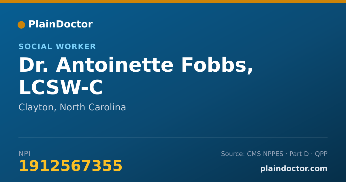 Shareable card for Antoinette Fobbs, LCSW-C - Social Worker, Clayton, NC