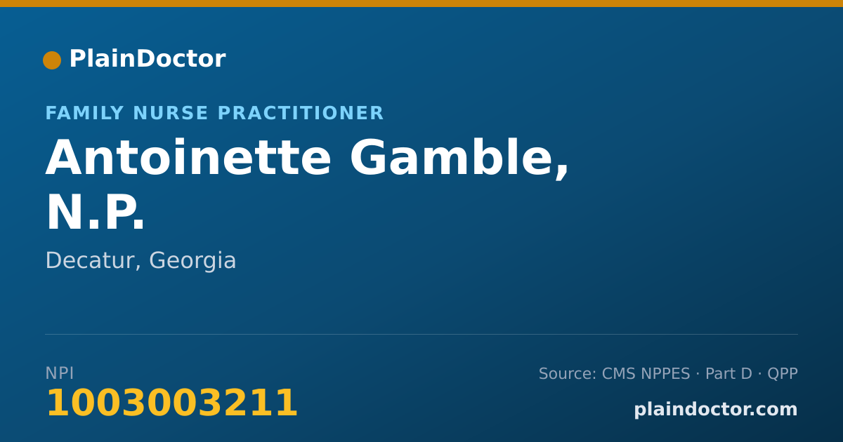 Shareable card for Antoinette Gamble, N.P. - Family Nurse Practitioner, Decatur, GA