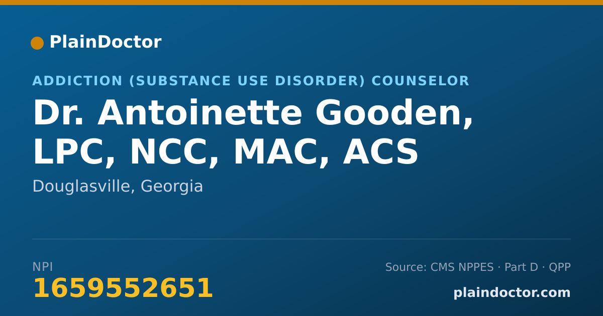 Shareable card for Antoinette Gooden, LPC, NCC, MAC, ACS - Addiction (Substance Use Disorder) Counselor, Douglasville, GA