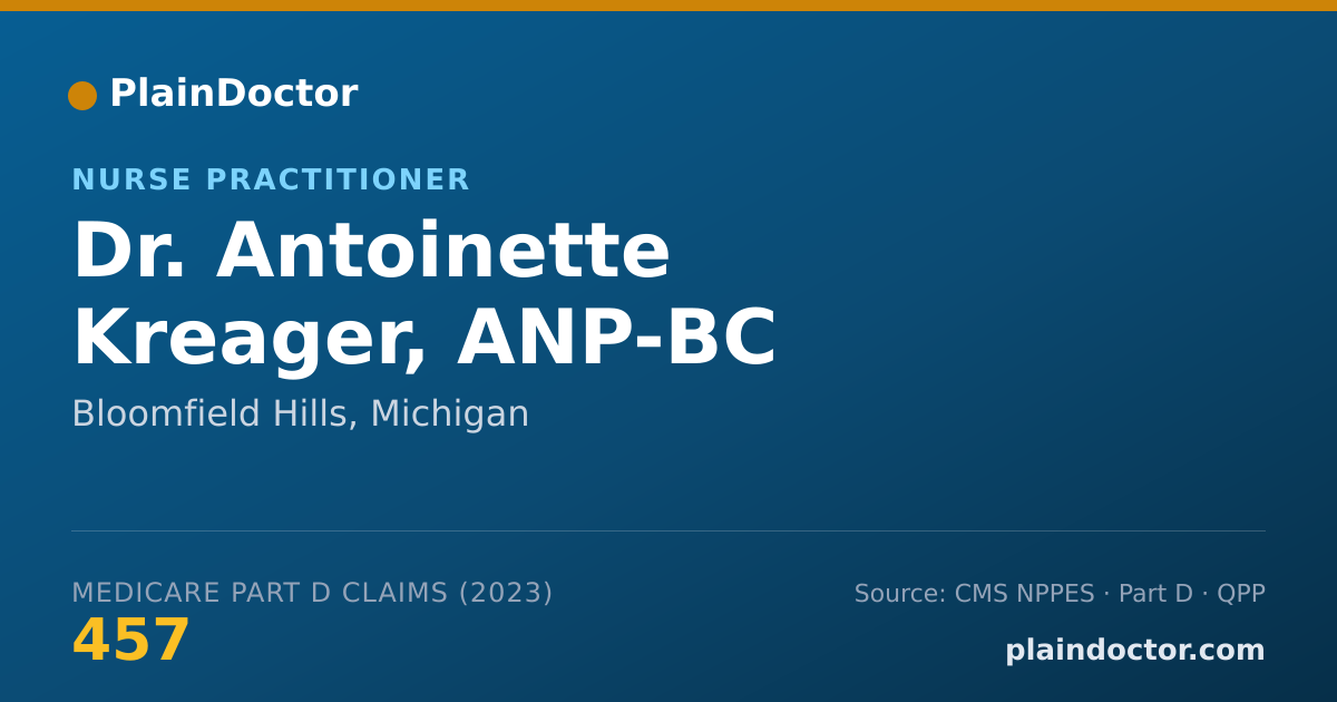 Shareable card for Antoinette Kreager, ANP-BC - Nurse Practitioner, Bloomfield Hills, MI