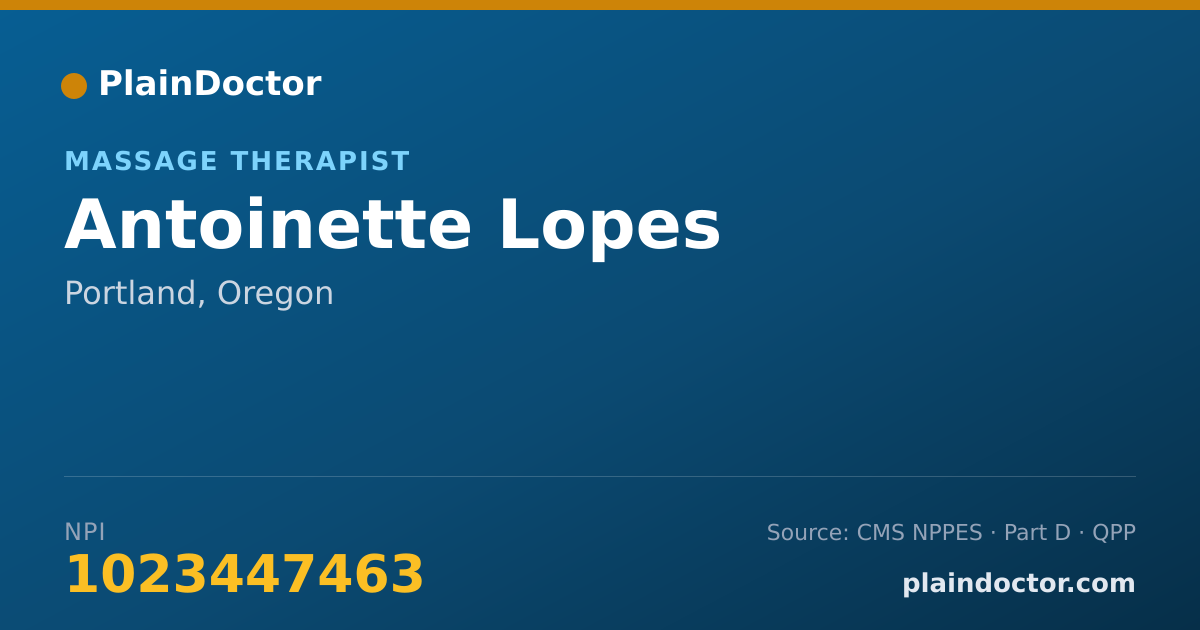 Shareable card for Antoinette Lopes - Massage Therapist, Portland, OR