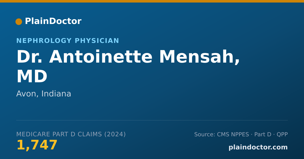 Shareable card for Antoinette Mensah, MD - Nephrology Physician, Avon, IN