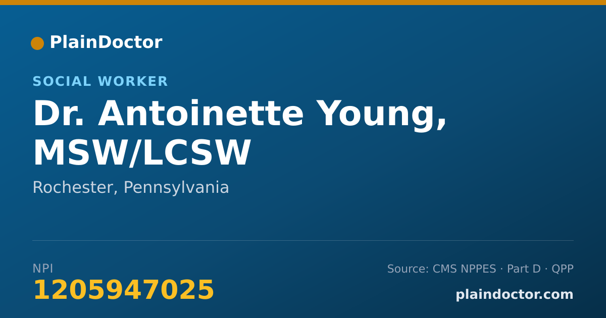 Shareable card for Antoinette Young, MSW/LCSW - Social Worker, Rochester, PA