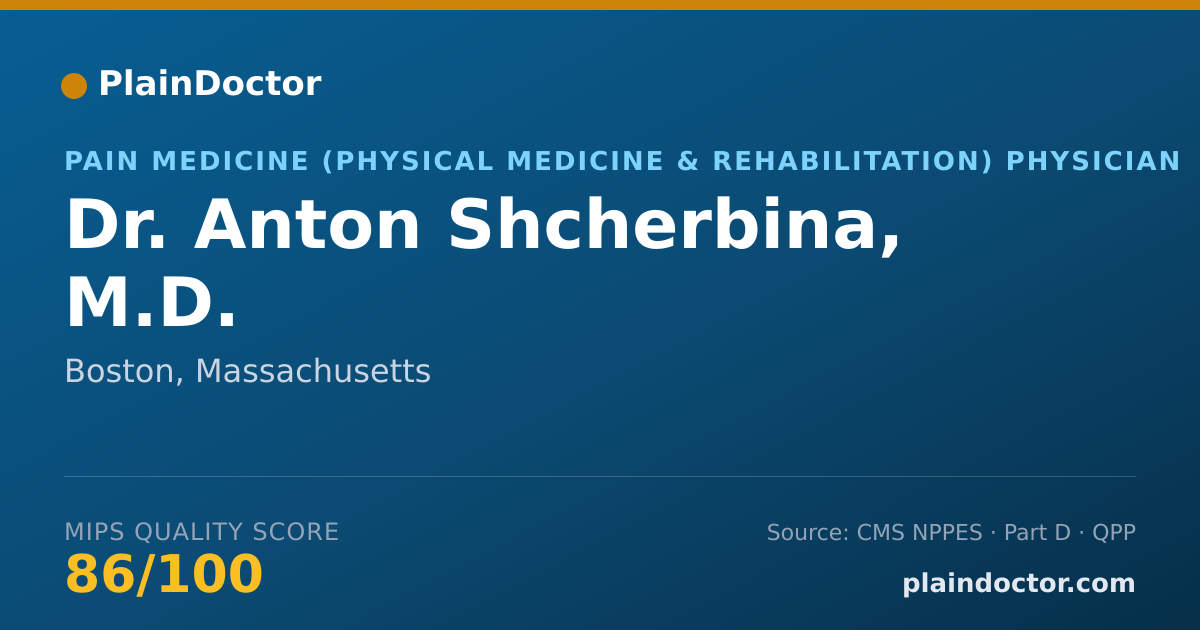 Shareable card for Anton Shcherbina, M.D. - Pain Medicine (Physical Medicine & Rehabilitation) Physician, Boston, MA