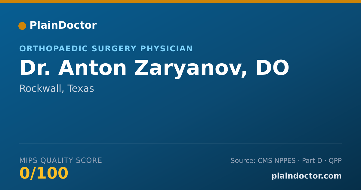 Shareable card for Anton Zaryanov, DO - Orthopaedic Surgery Physician, Rockwall, TX