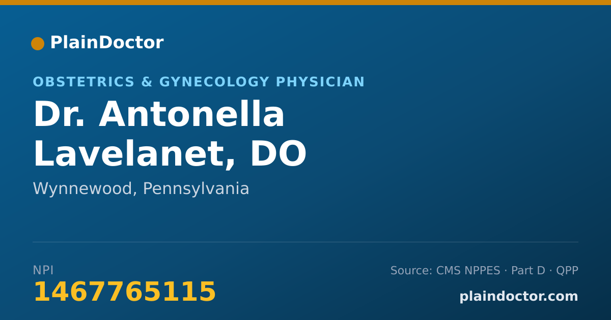 Shareable card for Antonella Lavelanet, DO - Obstetrics & Gynecology Physician, Wynnewood, PA