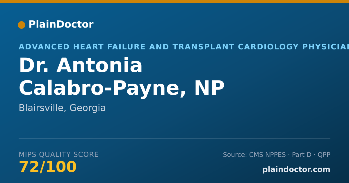 Shareable card for Antonia Calabro-Payne, NP - Advanced Heart Failure and Transplant Cardiology Physician, Blairsville, GA