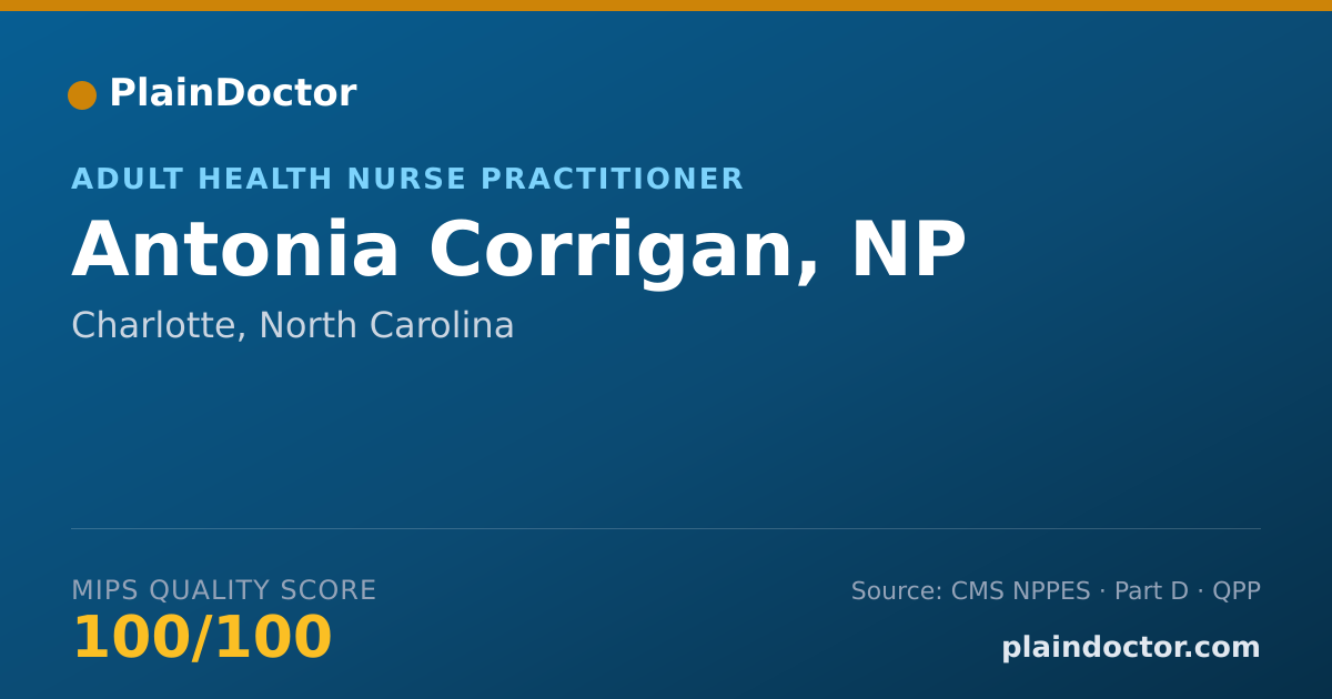 Shareable card for Antonia Corrigan, NP - Adult Health Nurse Practitioner, Charlotte, NC