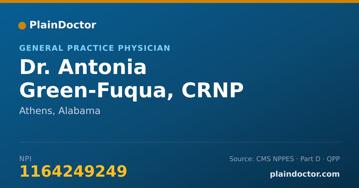 Shareable card for Antonia Green-Fuqua, CRNP - General Practice Physician, Athens, AL