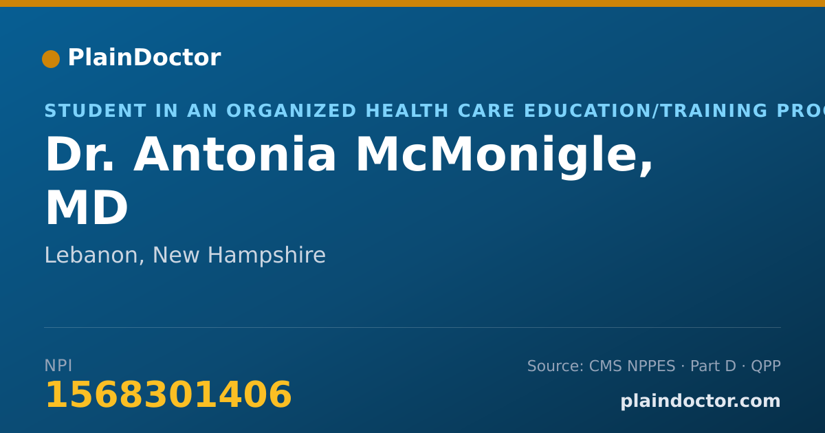 Shareable card for Antonia McMonigle, MD - Student in an Organized Health Care Education/Training Program, Lebanon, NH
