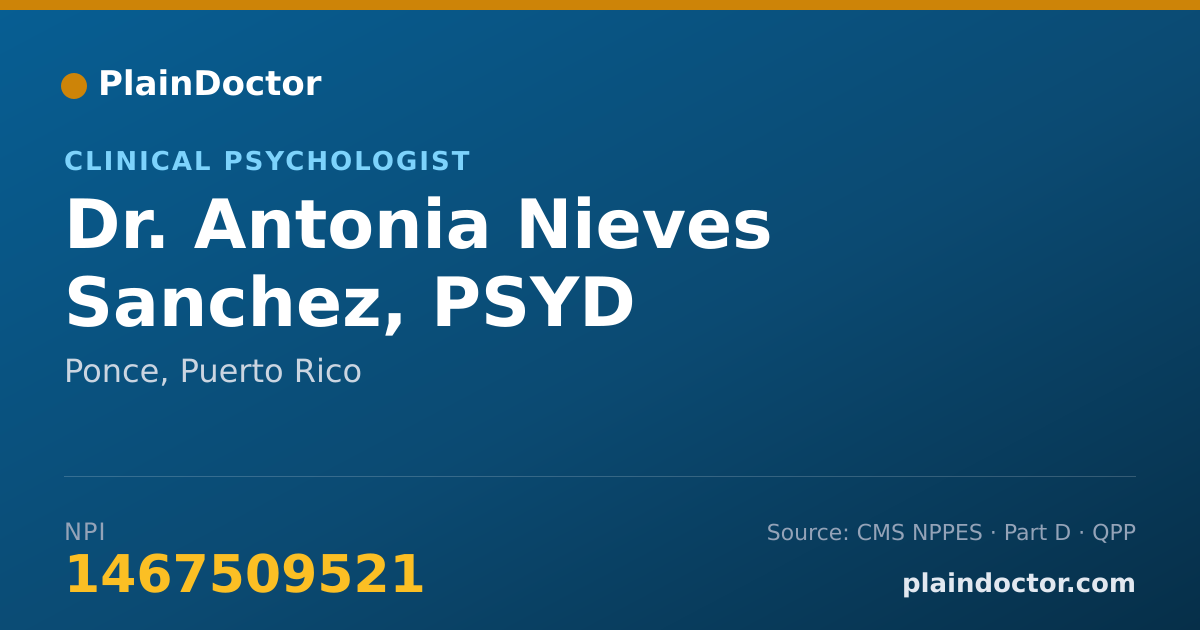Shareable card for Antonia Nieves Sanchez, PSYD - Clinical Psychologist, Ponce, PR