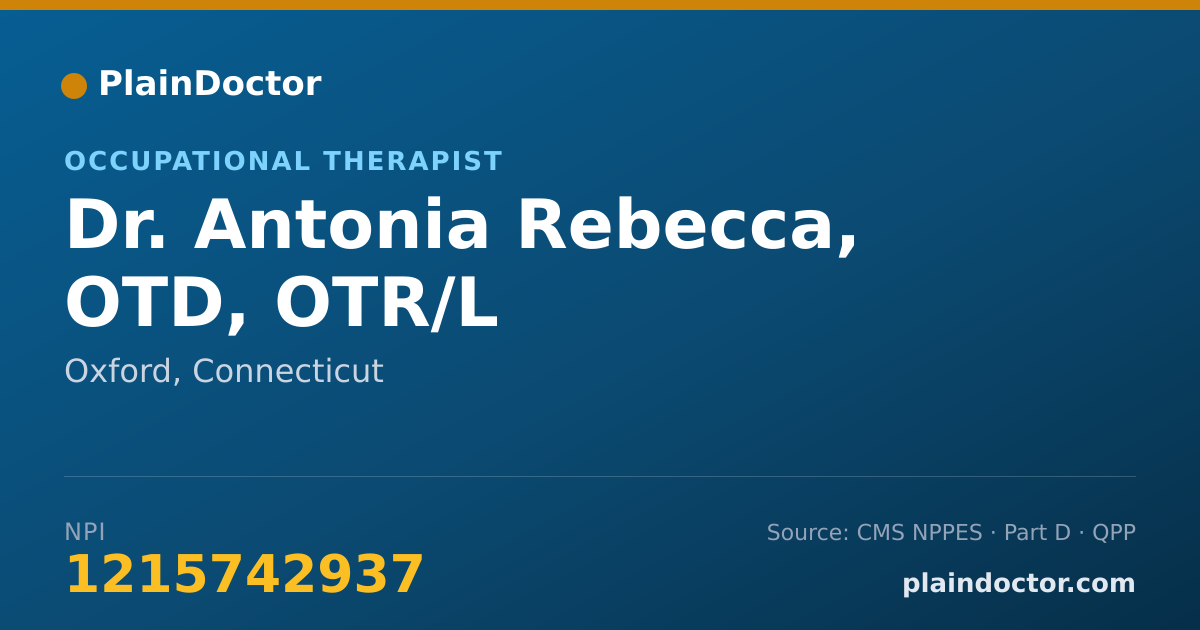 Shareable card for Antonia Rebecca, OTD, OTR/L - Occupational Therapist, Oxford, CT