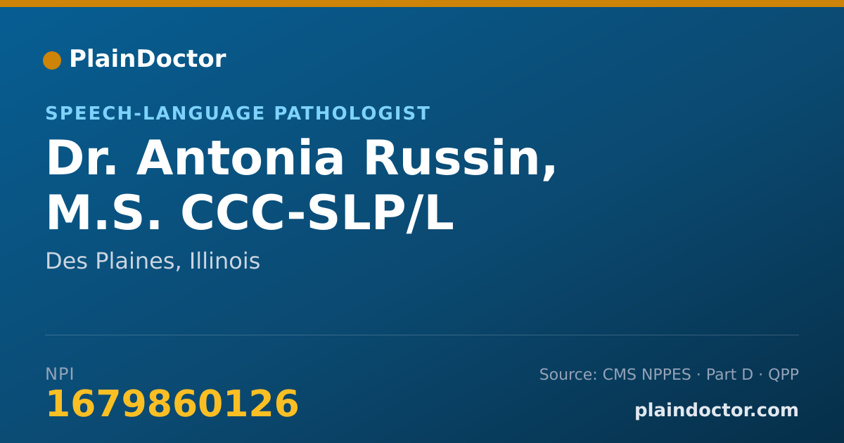 Shareable card for Antonia Russin, M.S. CCC-SLP/L - Speech-Language Pathologist, Des Plaines, IL