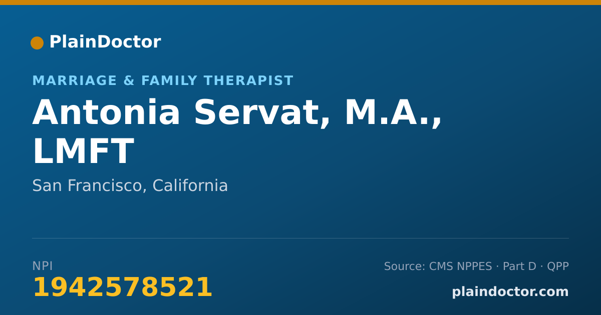 Shareable card for Antonia Servat, M.A., LMFT - Marriage & Family Therapist, San Francisco, CA