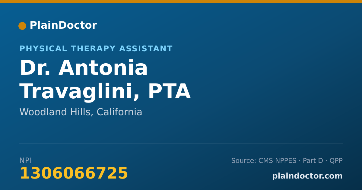 Shareable card for Antonia Travaglini, PTA - Physical Therapy Assistant, Woodland Hills, CA