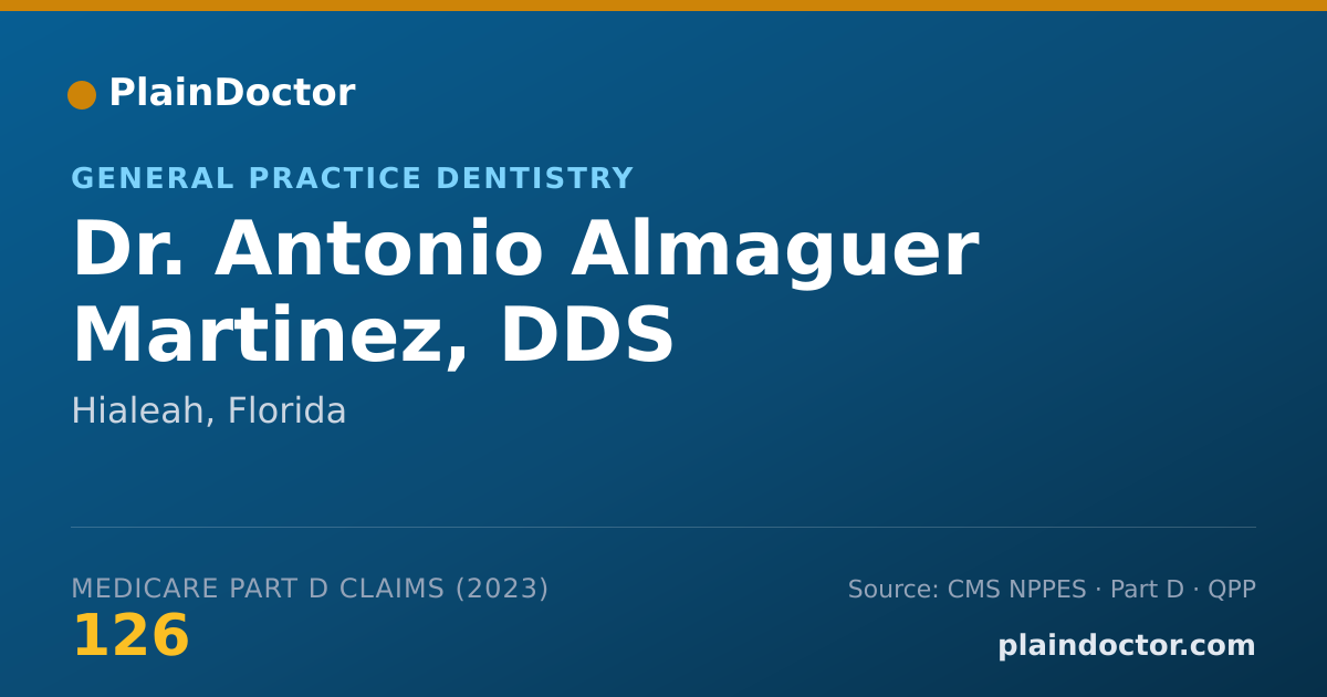 Shareable card for Antonio Almaguer Martinez, DDS - General Practice Dentistry, Hialeah, FL