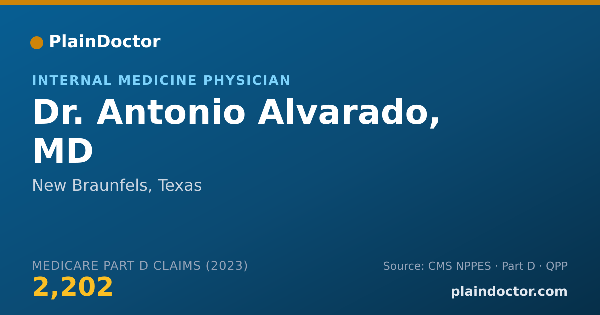 Shareable card for Antonio Alvarado, MD - Internal Medicine Physician, New Braunfels, TX