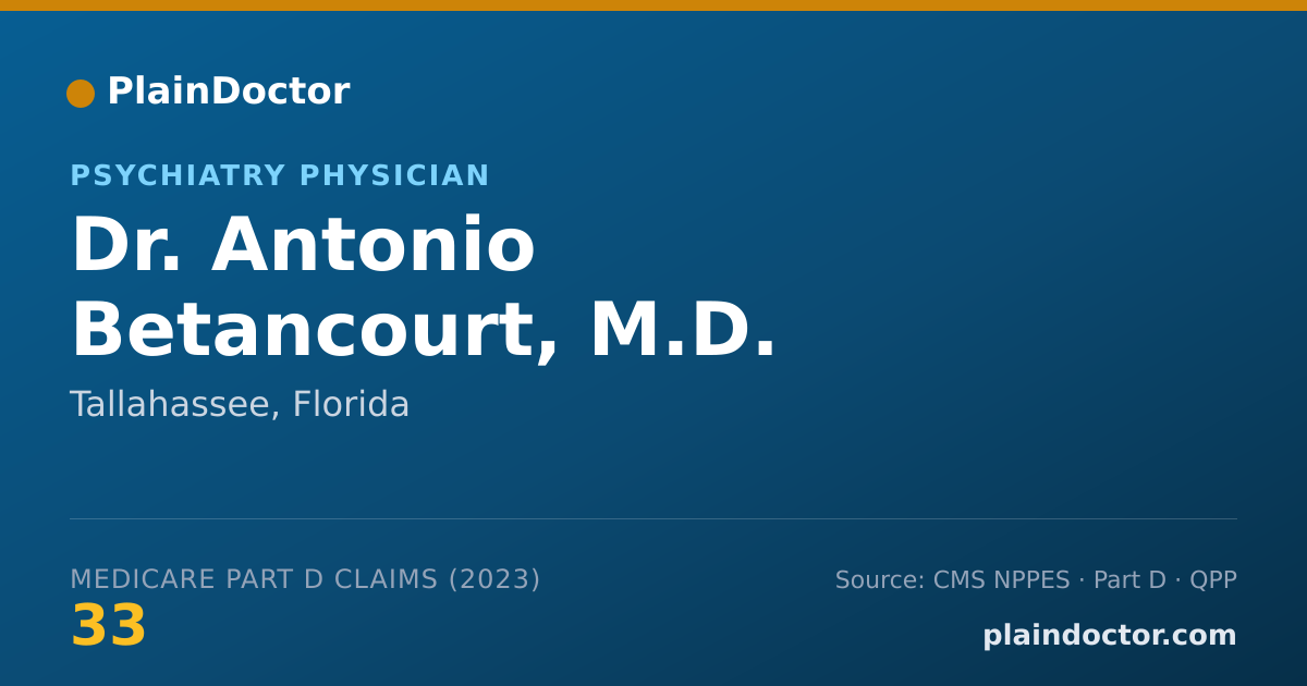 Shareable card for Antonio Betancourt, M.D. - Psychiatry Physician, Tallahassee, FL