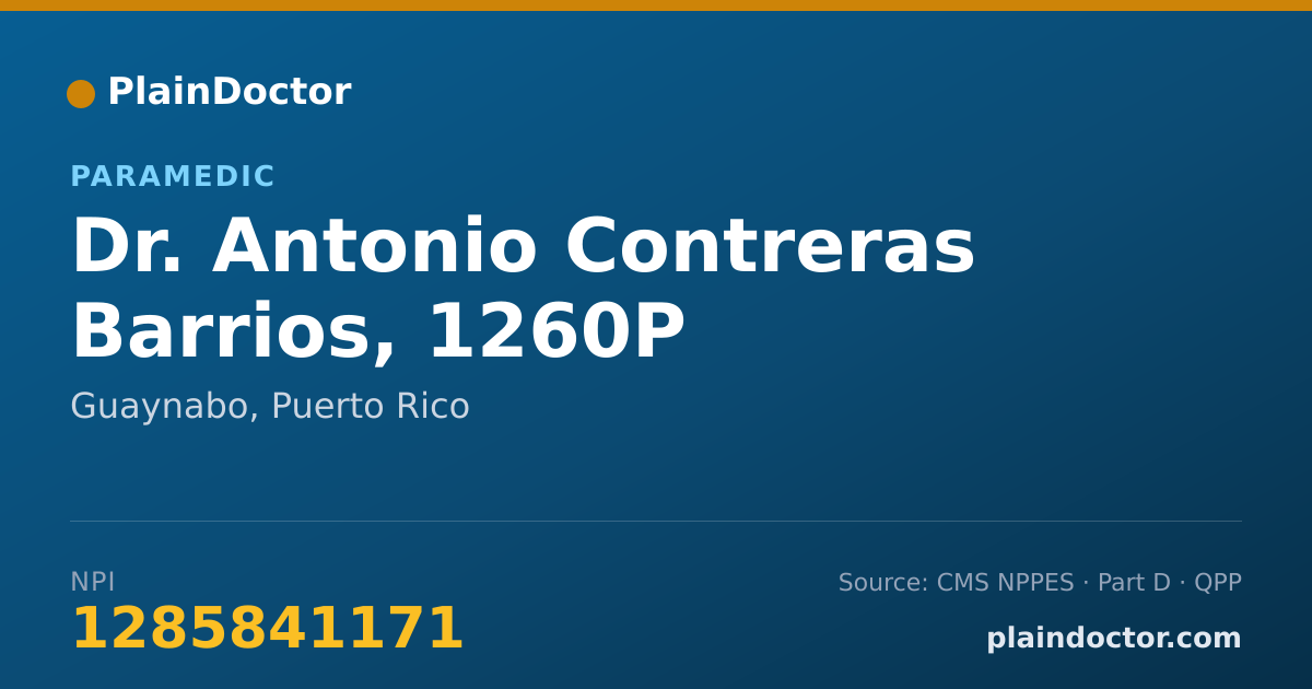 Shareable card for Antonio Contreras Barrios, 1260P - Paramedic, Guaynabo, PR