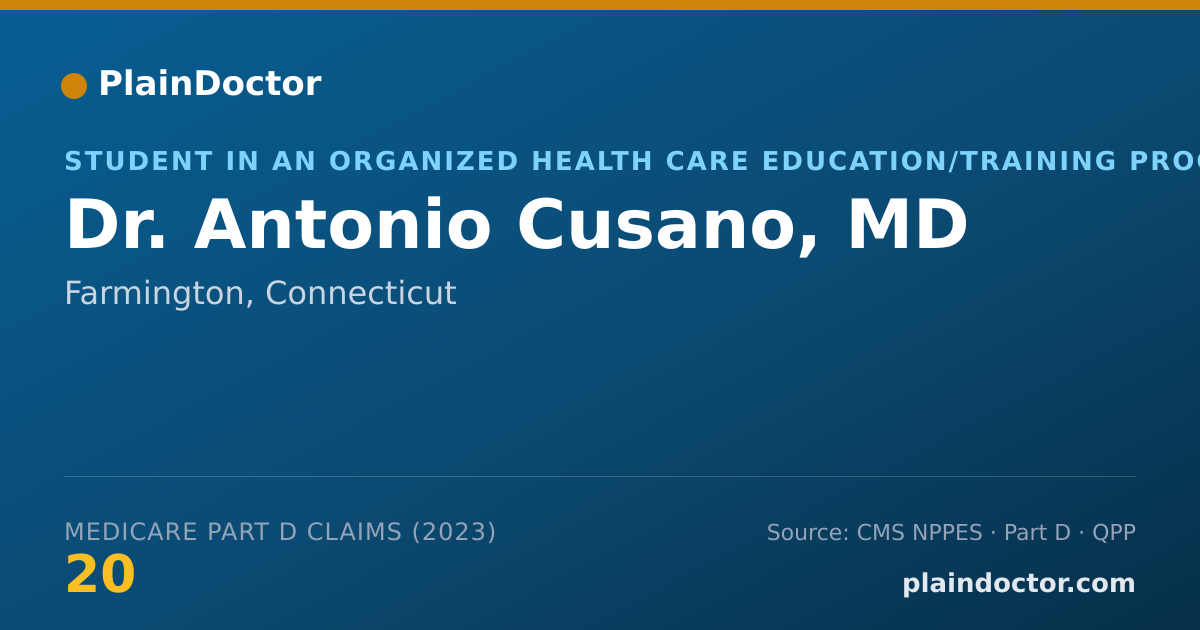 Shareable card for Antonio Cusano, MD - Student in an Organized Health Care Education/Training Program, Farmington, CT