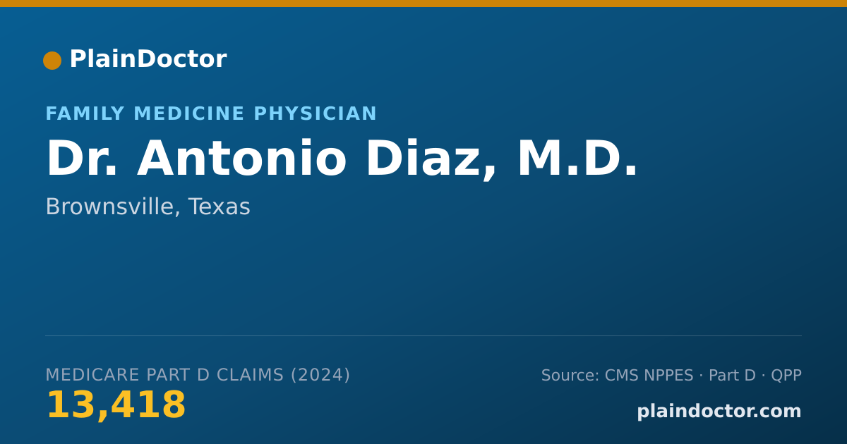 Shareable card for Antonio Diaz, M.D. - Family Medicine Physician, Brownsville, TX