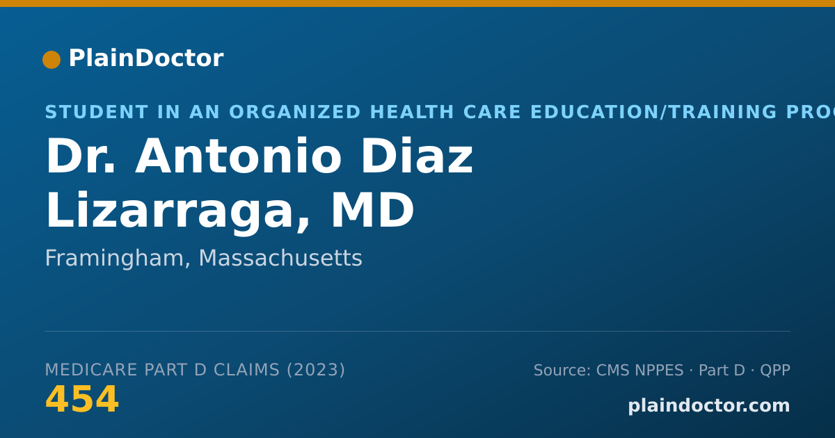 Shareable card for Antonio Diaz Lizarraga, MD - Student in an Organized Health Care Education/Training Program, Framingham, MA