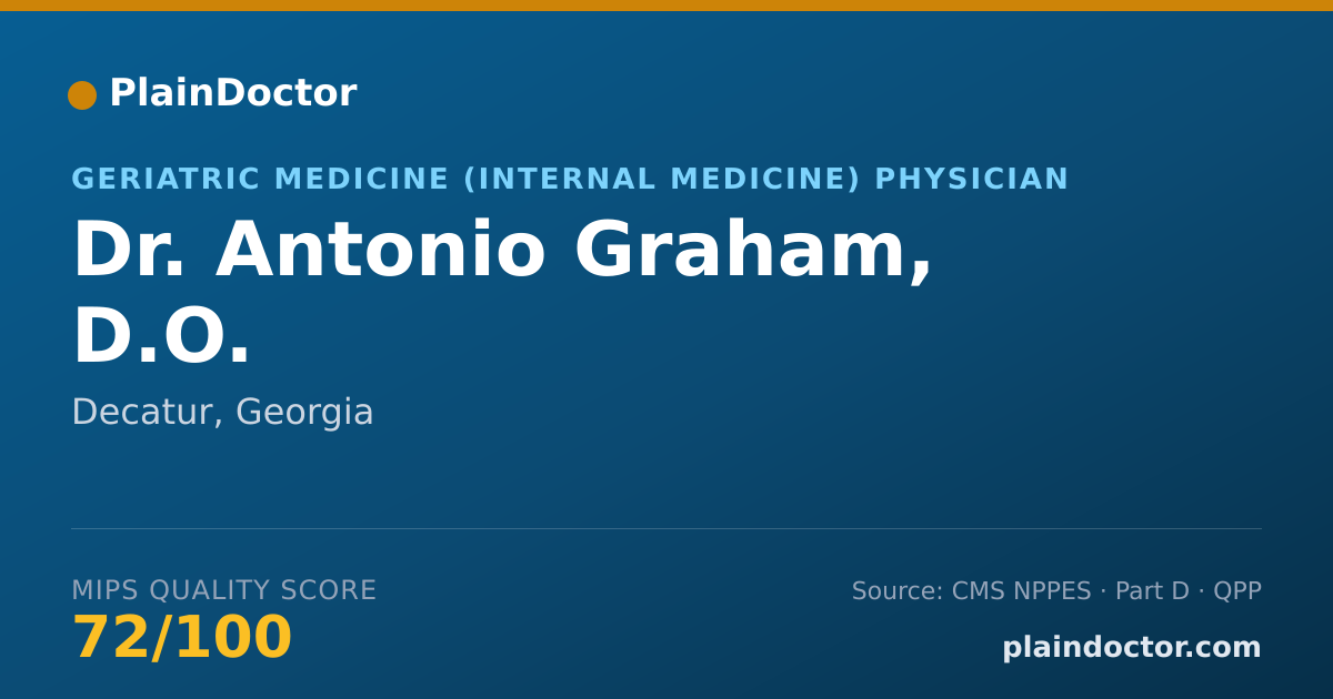 Shareable card for Antonio Graham, D.O. - Geriatric Medicine (Internal Medicine) Physician, Decatur, GA