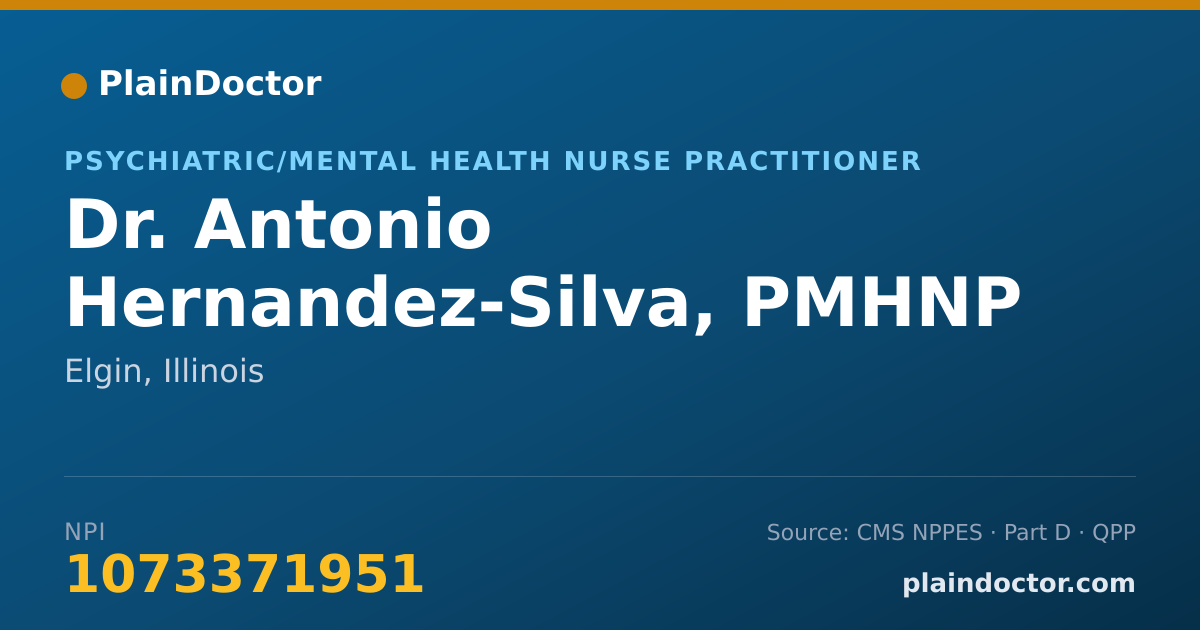 Shareable card for Antonio Hernandez-Silva, PMHNP - Psychiatric/Mental Health Nurse Practitioner, Elgin, IL