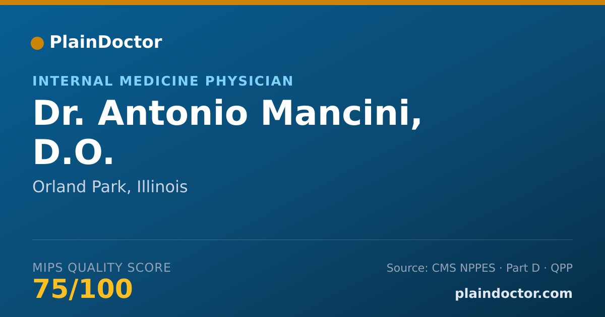 Shareable card for Antonio Mancini, D.O. - Internal Medicine Physician, Orland Park, IL