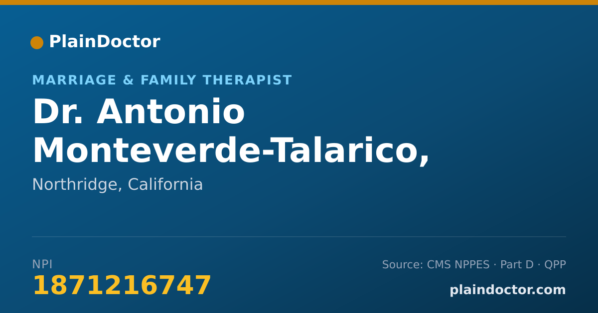 Shareable card for Antonio Monteverde-Talarico, AMFT - Marriage & Family Therapist, Northridge, CA