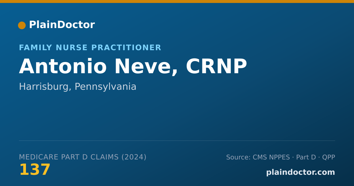 Shareable card for Antonio Neve, CRNP - Family Nurse Practitioner, Harrisburg, PA