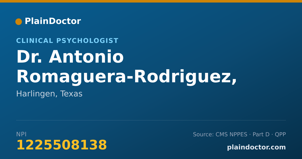 Shareable card for Antonio Romaguera-Rodriguez, PHD - Clinical Psychologist, Harlingen, TX