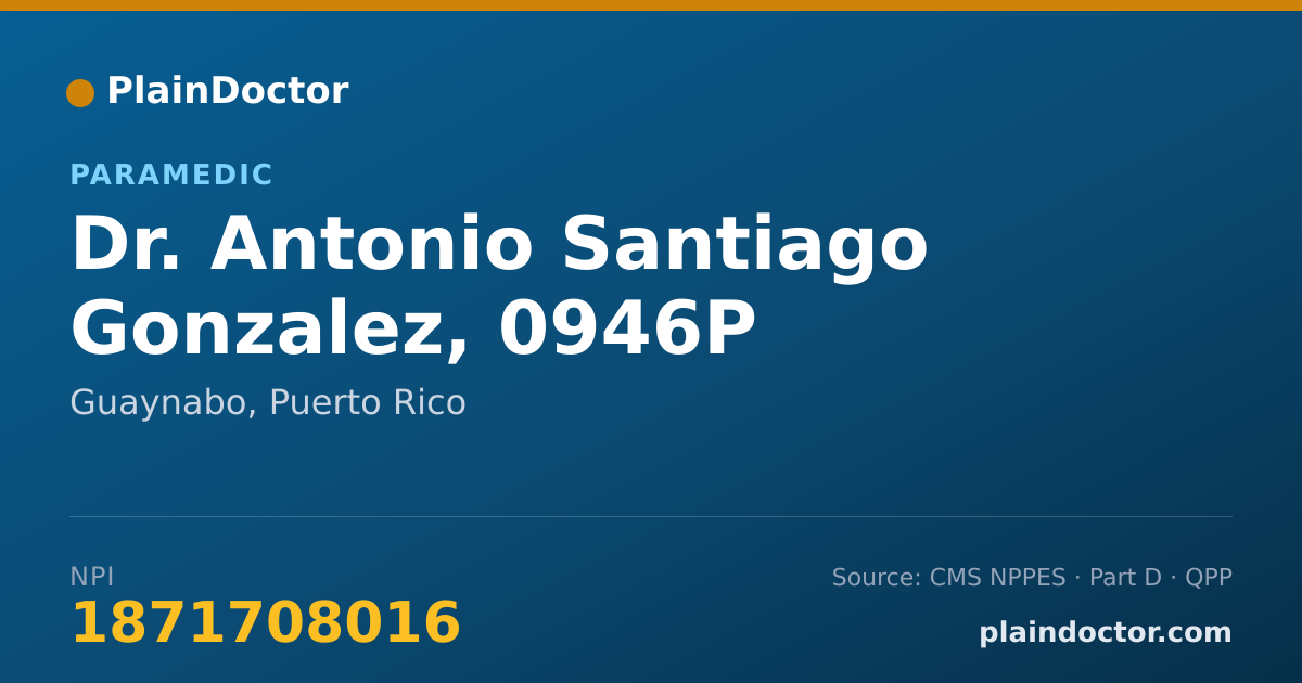 Shareable card for Antonio Santiago Gonzalez, 0946P - Paramedic, Guaynabo, PR