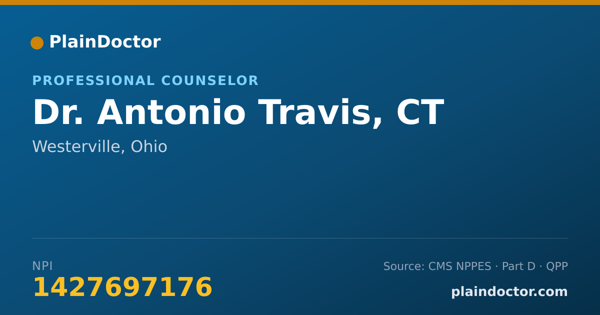 Shareable card for Antonio Travis, CT - Professional Counselor, Westerville, OH