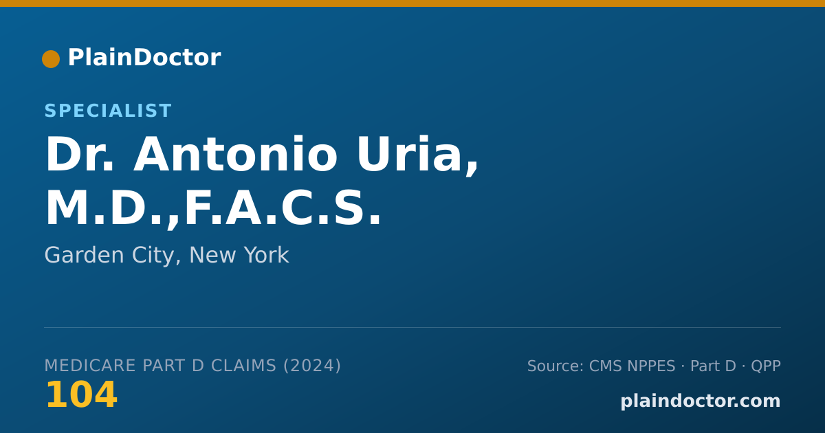Shareable card for Antonio Uria, M.D.,F.A.C.S. - Specialist, Garden City, NY