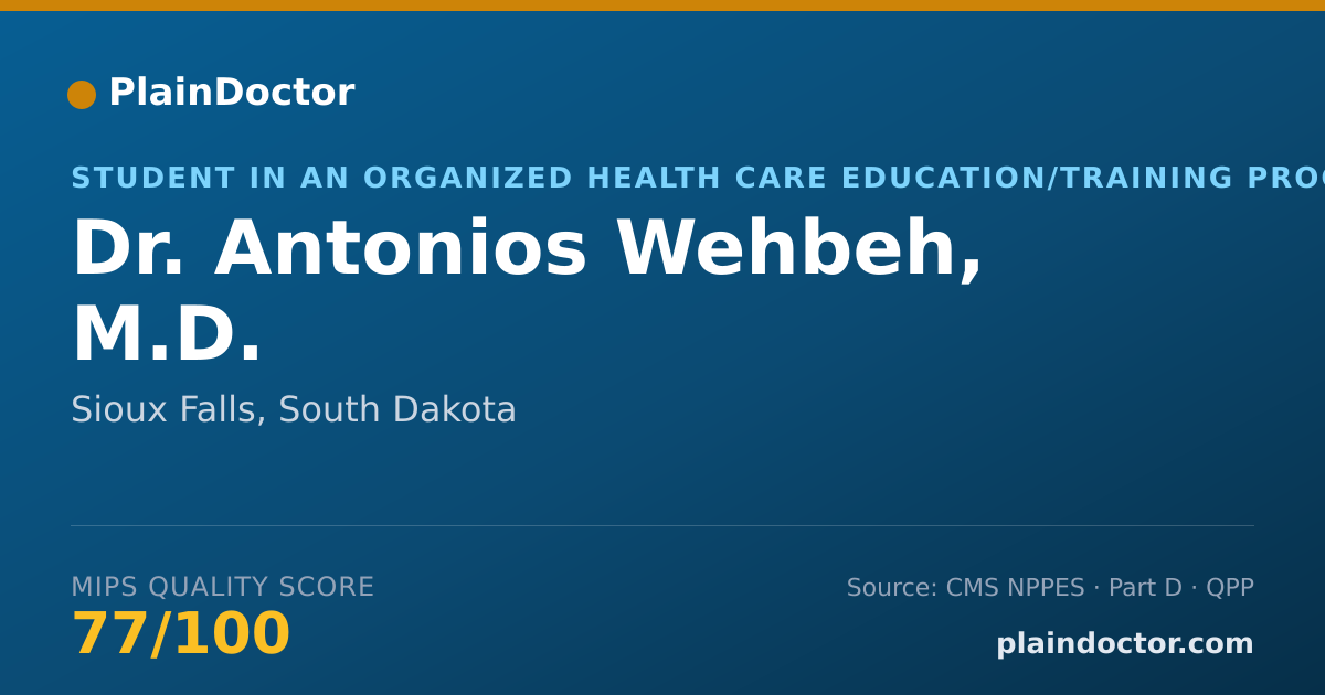 Shareable card for Antonios Wehbeh, M.D. - Student in an Organized Health Care Education/Training Program, Sioux Falls, SD